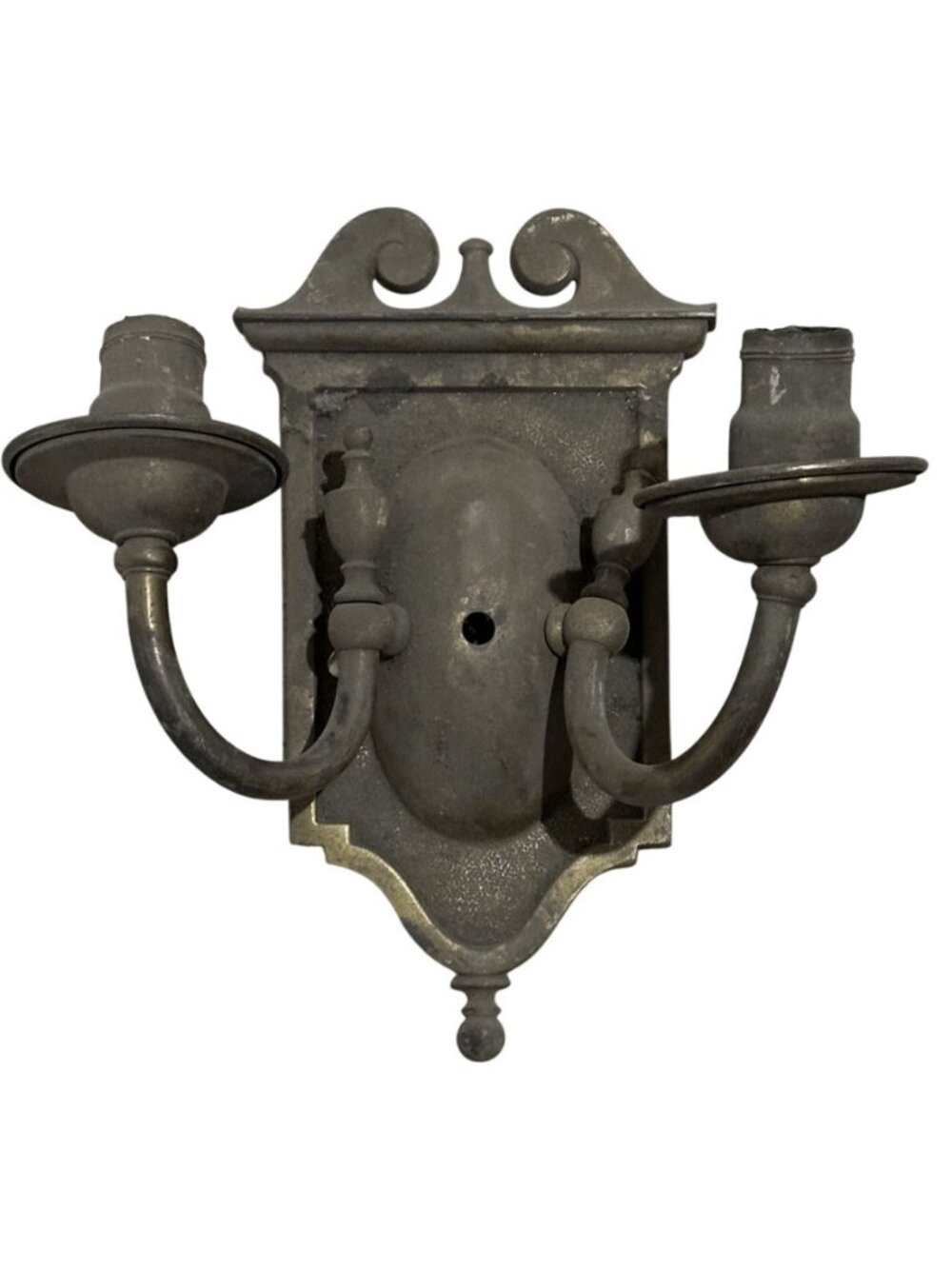 Antique Neoclassical Style Hammered Wired 2 Arm Wall Sconce for Repair